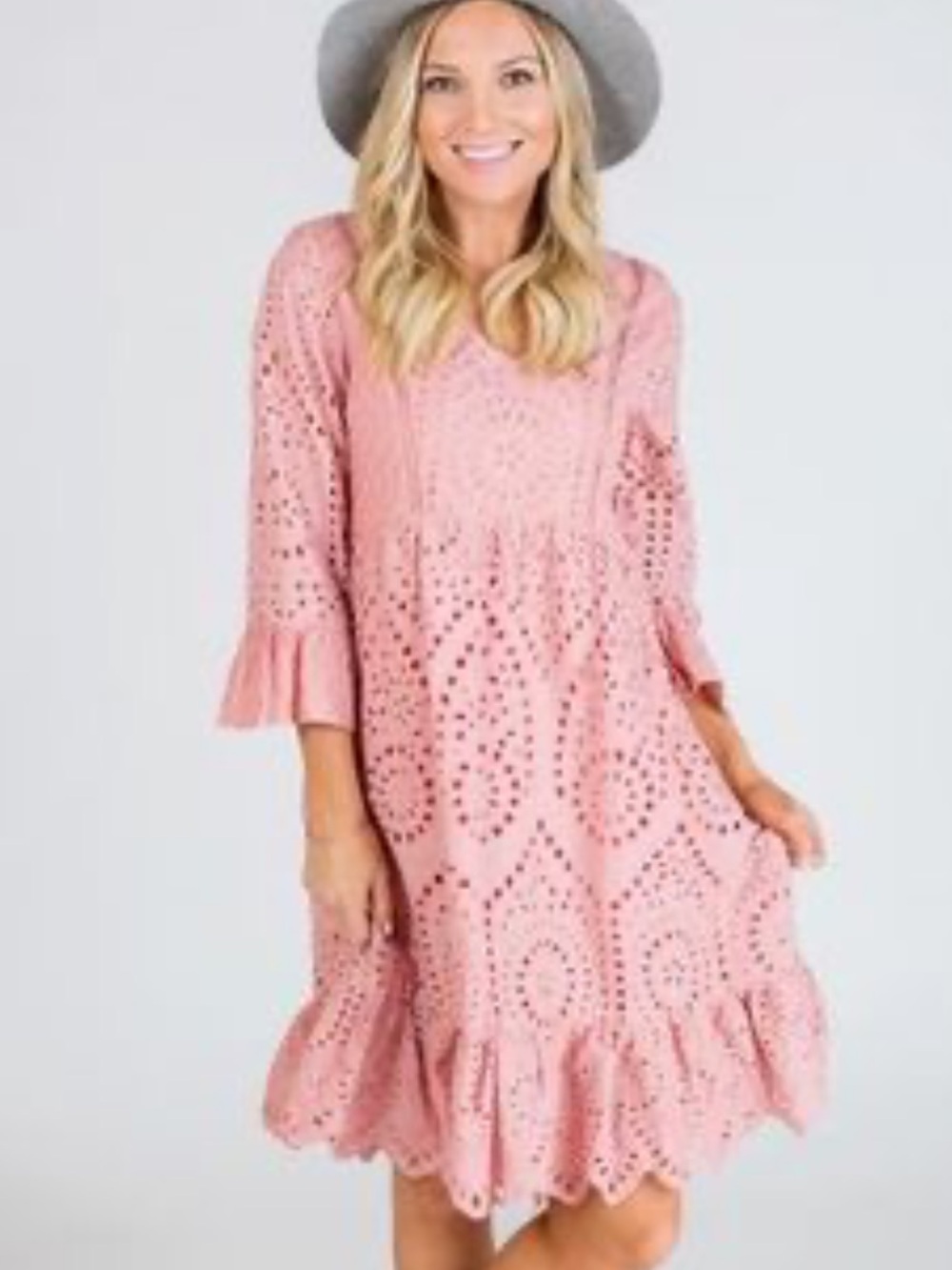 Hidden Alley pink eyelet dress S